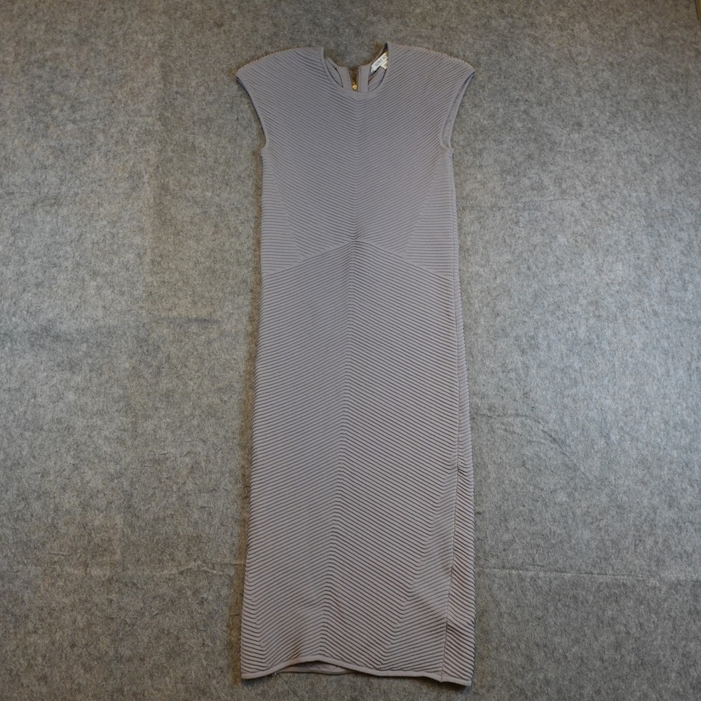 Ronny Kobo Dress Women Small Purple Ribbed Knit Sleeveless Midi Bodycon Zip Back